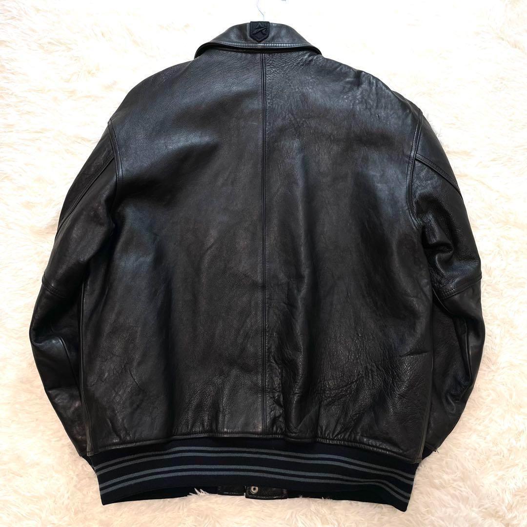 極美品 AVIREX ゴーラーズ レザージャケット 75周年記念 黒 2XL相当
