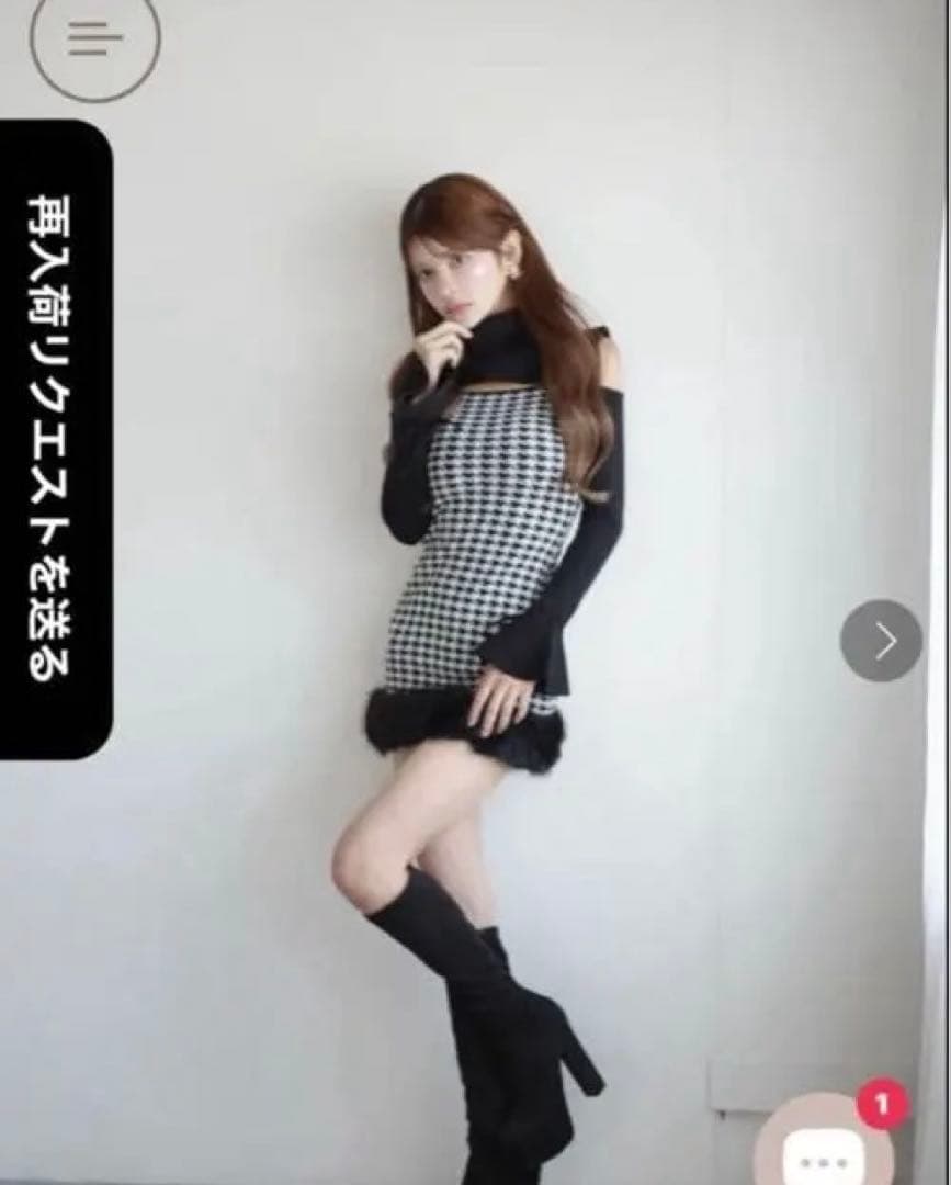 Randy 2wayハウンドトゥースファーミニワンピース 2wayハウンド