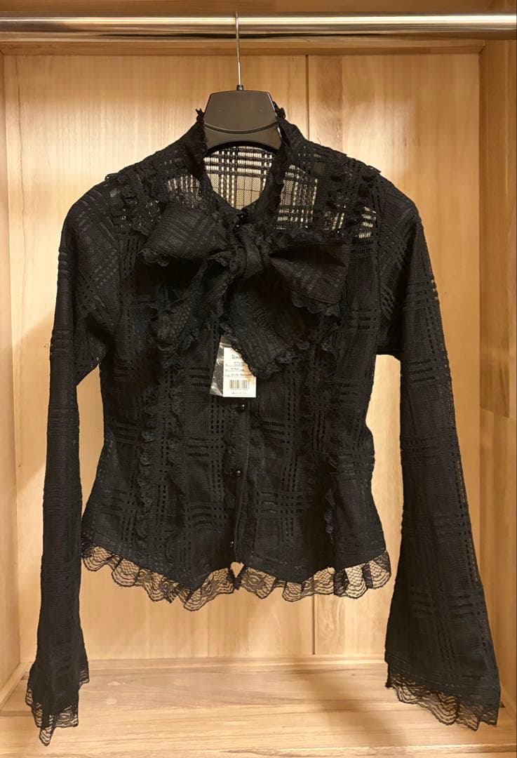 DimMoire 荊棘リボンタイブラウス Black