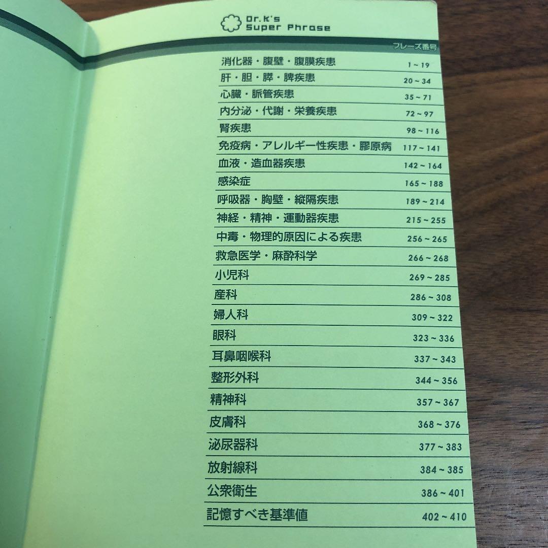 Dr.Kのスーパーフレーズ 医師国家試験 CBT ゴロ 暗記 語呂合わせ 医学