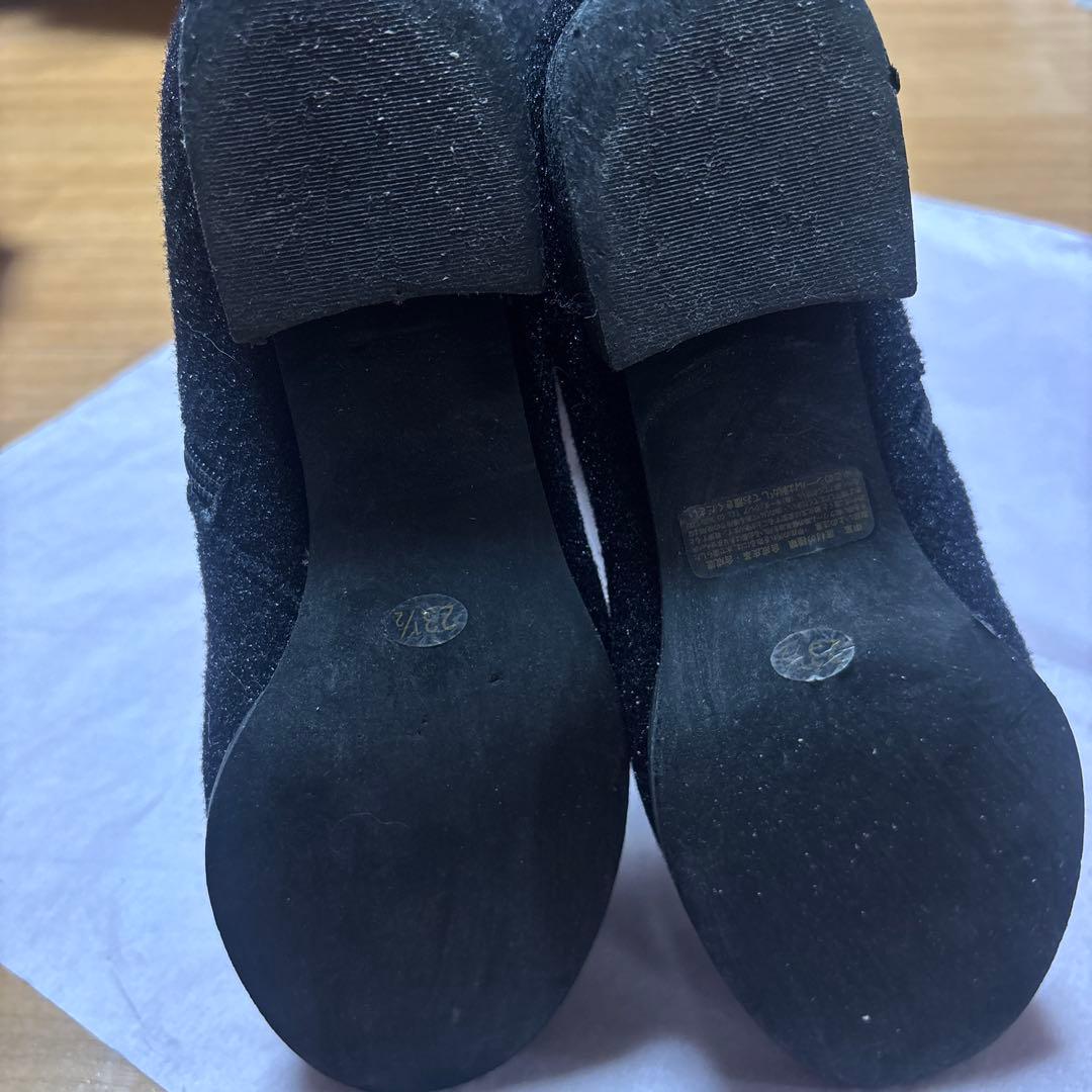 アンテプリマのお花のキラキラビジュー付き黒ロングブーツ23.5美品