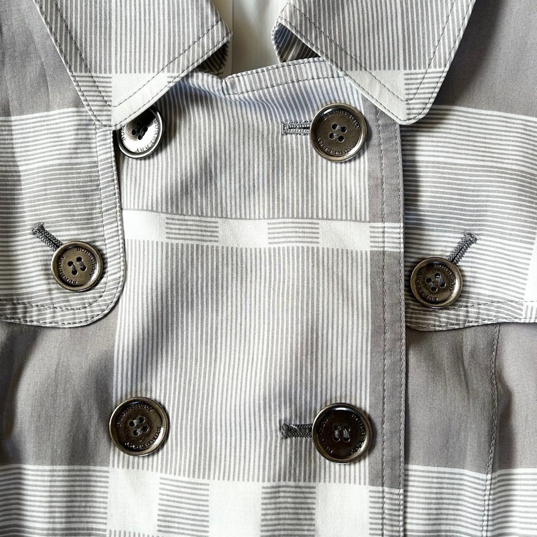 バーバリーロンドン シャツワンピース チェック柄 銀ボタン コットン