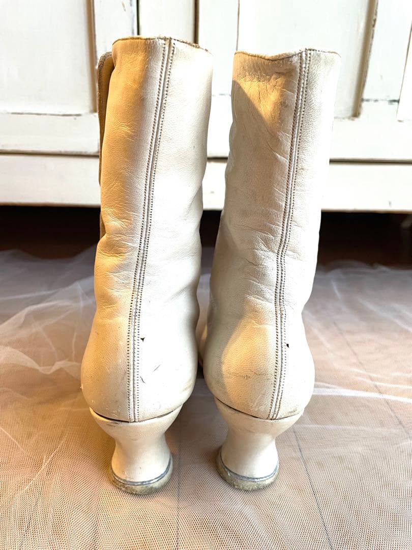 希少 フランスアンティーク ボタンアップブーツ ヴィクトリアン レザー