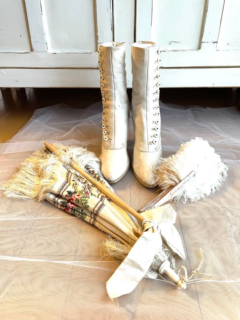 希少 フランスアンティーク ボタンアップブーツ ヴィクトリアン レザー