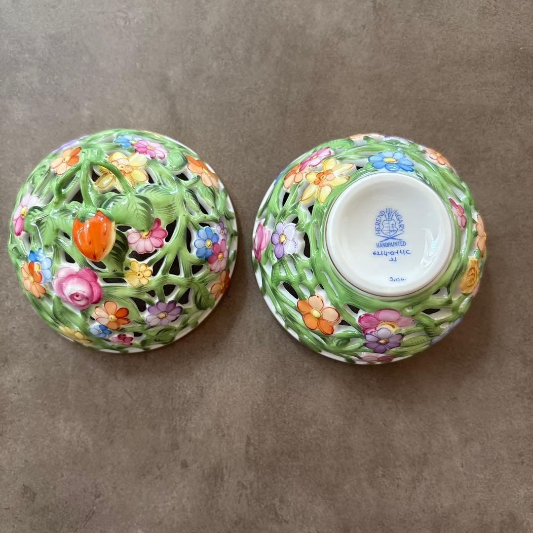 ヘレンド ボンボニエール ファンタジーシリーズ いちご 小花柄 透かし