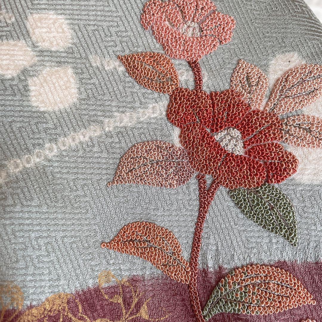 訪問着 フルセット 桜 相良刺繍 絞り 亀甲紋様 入学式 卒業式 着物 Q5