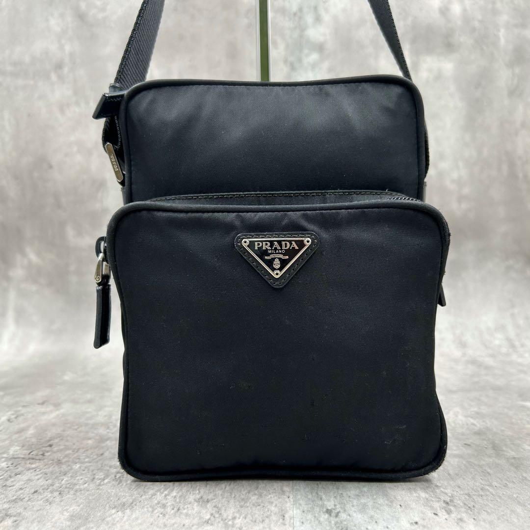 美品】 プラダ ショルダーバッグ 2way アマゾン 三角ロゴ テスート