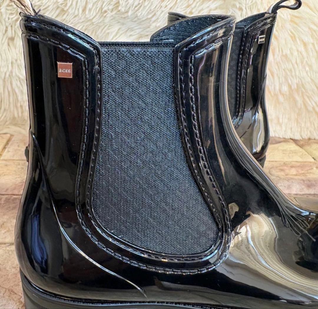 新品 HUGO BOSS グロッシー チェルシースタイル レインブーツ 23.5