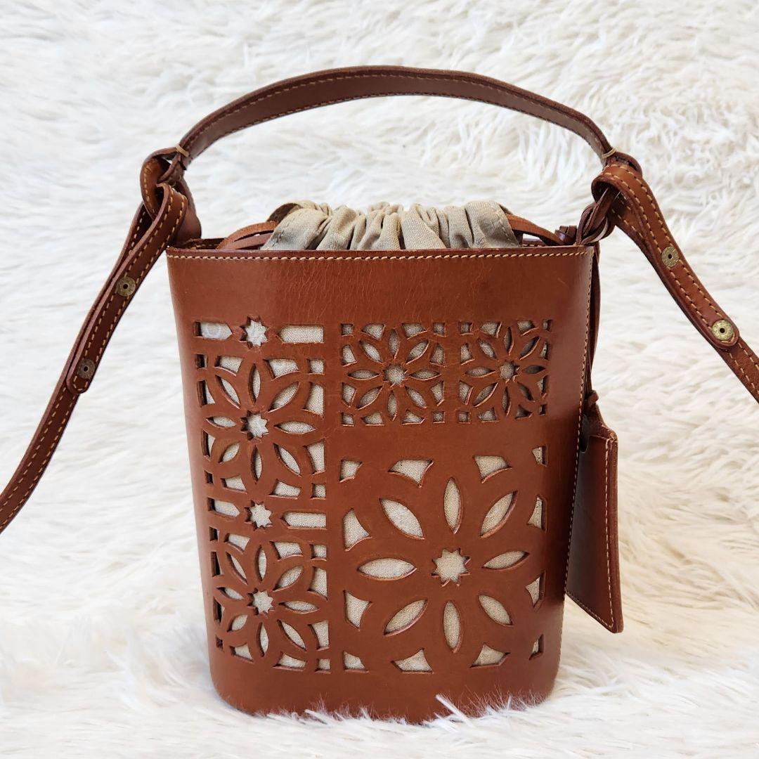 《美品》genten ゲンテン マルチカットワーク ショルダーバッグ 2way