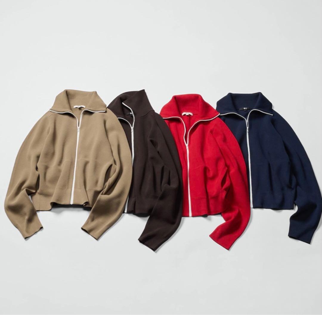 ユニクロC ミラノリブフルジップカーディガン M ベージュ ⑧ - メルカリ