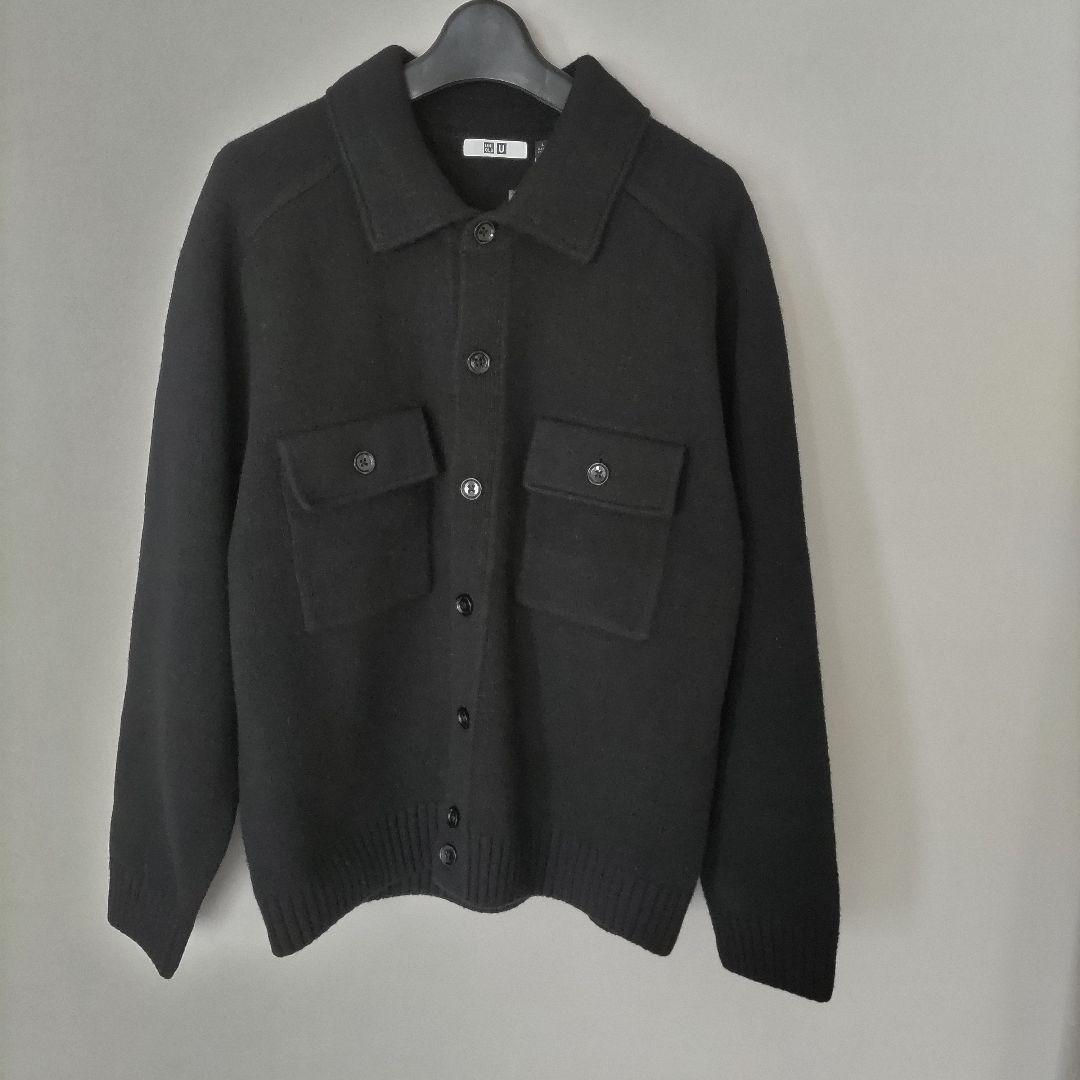 ユニクロU ラムニットジャケット L ブラック - メルカリ