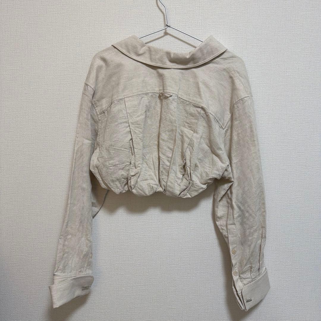 JACQUEMUS LE RAPHIA クロップドシャツ ベージュリネン