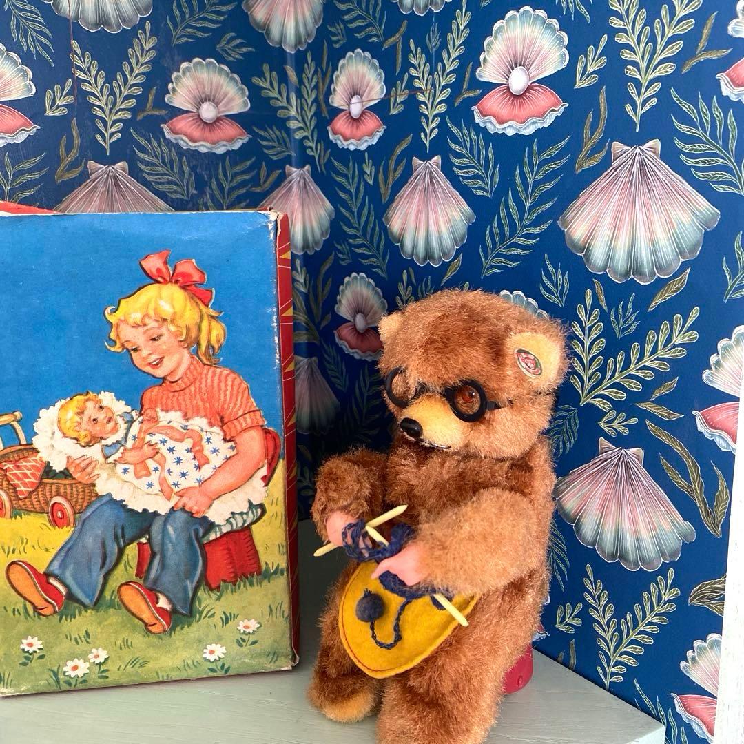 アンティーク ビンテージベア ゼンマイ仕掛け 編み物ベア max carl