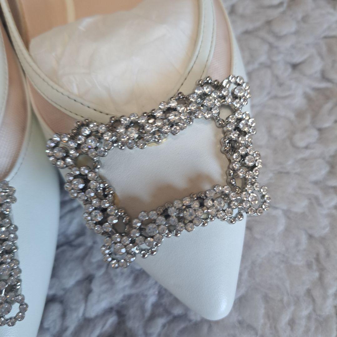 DIANA ホワイト ポインテッドトゥ フラットシューズお値引き交渉