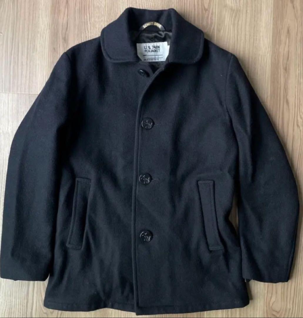 Schott シングルピーコート　USA製　タイト　スリム　ネイビー　XL Schott N.Y.C（ショット） SCHOTT 当店別注 756JAL メンズ ウール