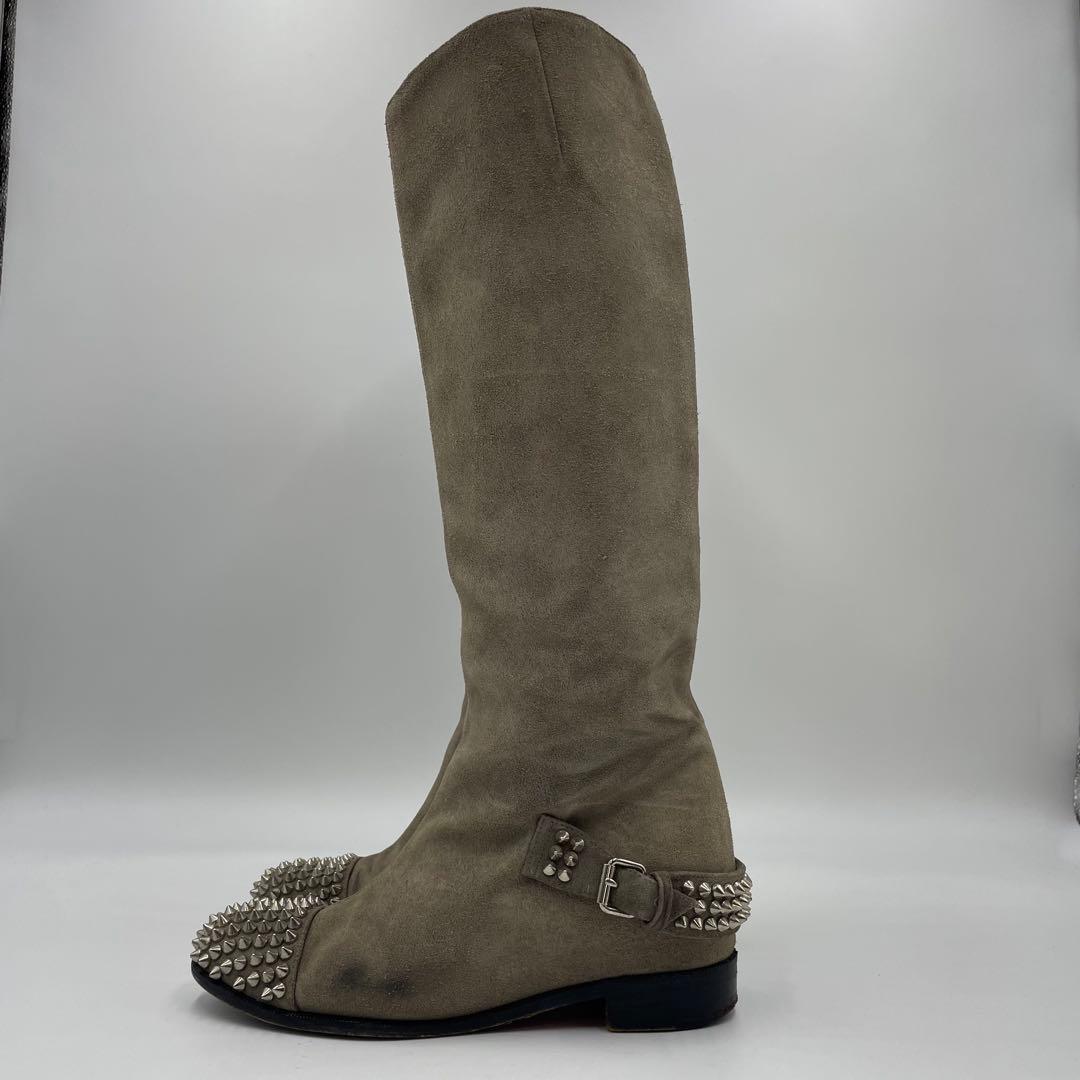 クリスチャンルブタン　スウェード　スパイク　ロングブーツ　24.5cm