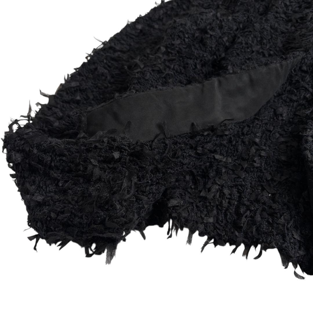 極美品 ドゥロワー テープヤーン カーディガン 黒 2 シルク フォーマル