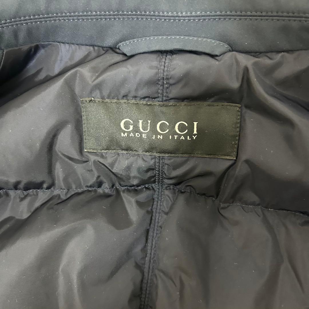 GUCCI グッチ ダウンコート スタンドカラー 襟付き 3ポケット 紺