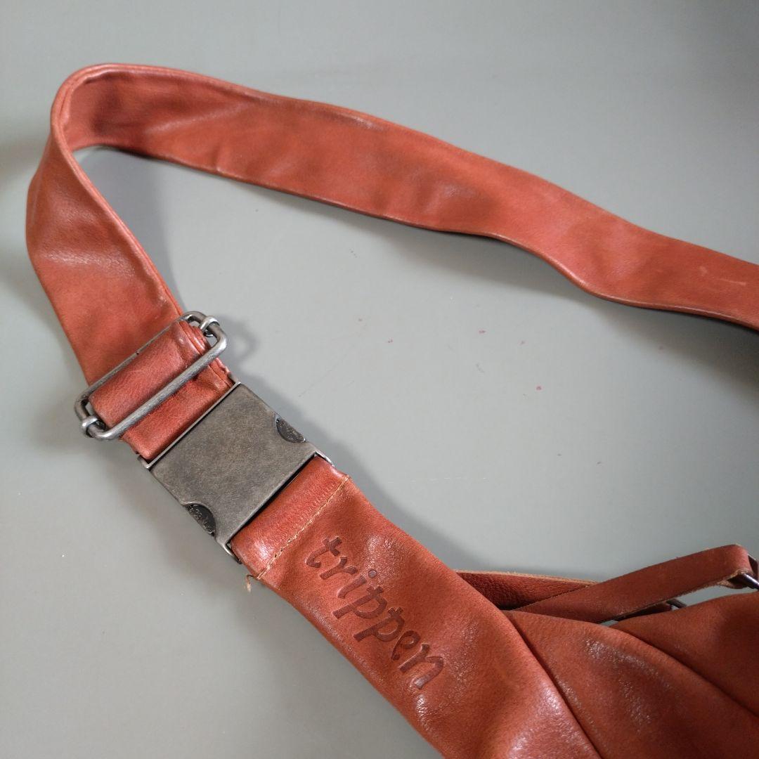 美品trippen] Snakebelt L ( タン）トリッペン ボディバッグ