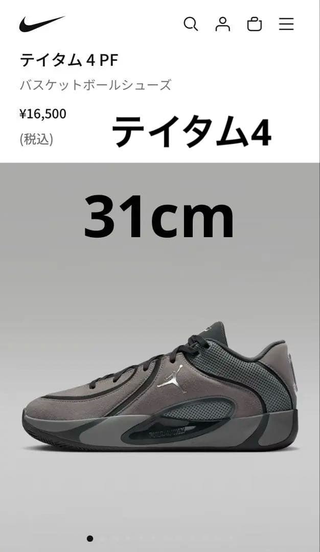 Jordan テイタム 4 スモークグレー バスケットボールシューズ 31cm