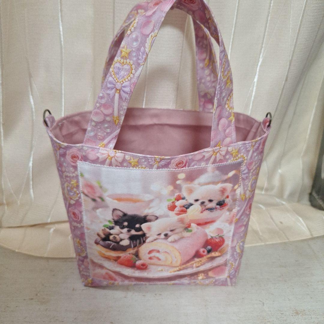 激レア柴犬パネル生地 ハンドメイド まちなしバッグ ミニバック ポーチ