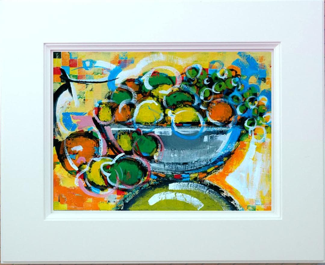 メルカリ絵画絵額付き (白）油絵uF6-061604静物 果物ポット