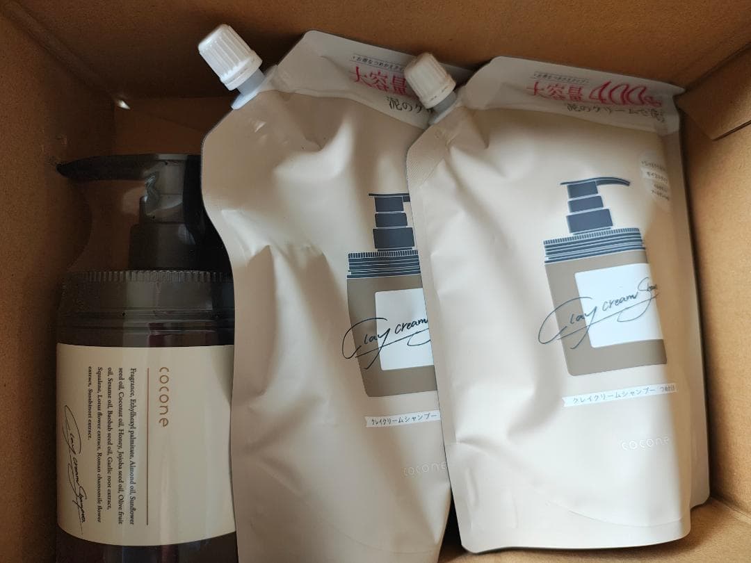 cocone クリームモイストシャンプーボトル＆詰め替え2個セット cocone シャンプーセット ポンプ式2個➕詰め替え各2個 coconeクレイ