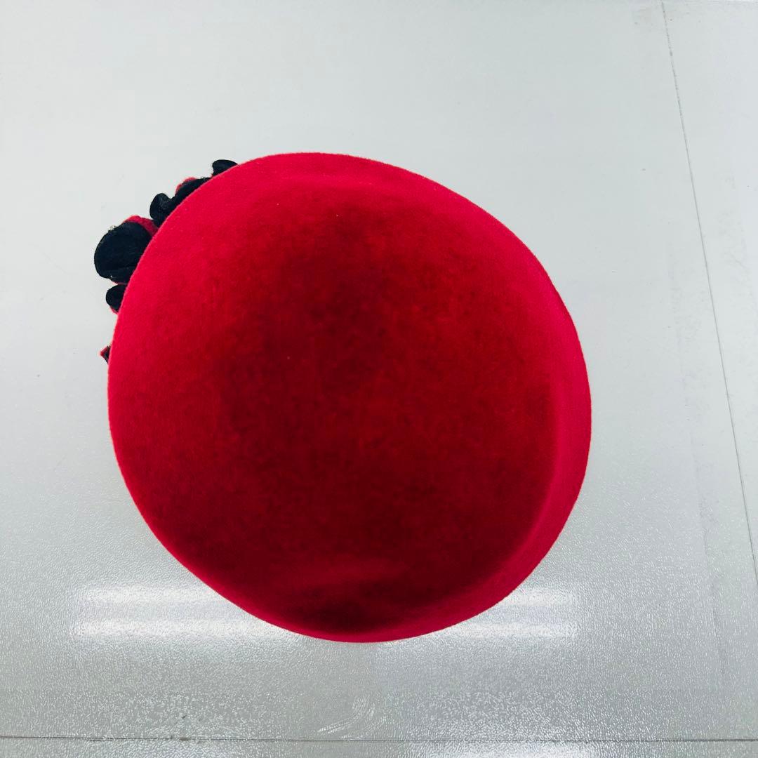 maxim 赤いフラワーリボンハット 兎毛