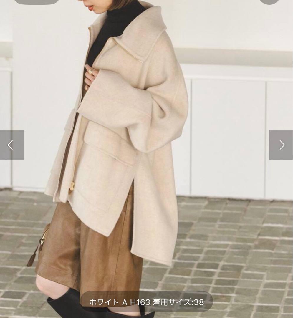 NOBLE キャメルミックスリバージップコート　ホワイト　38 新品 追加》キャメルミックスリバージップコート（その他ブルゾン／アウター