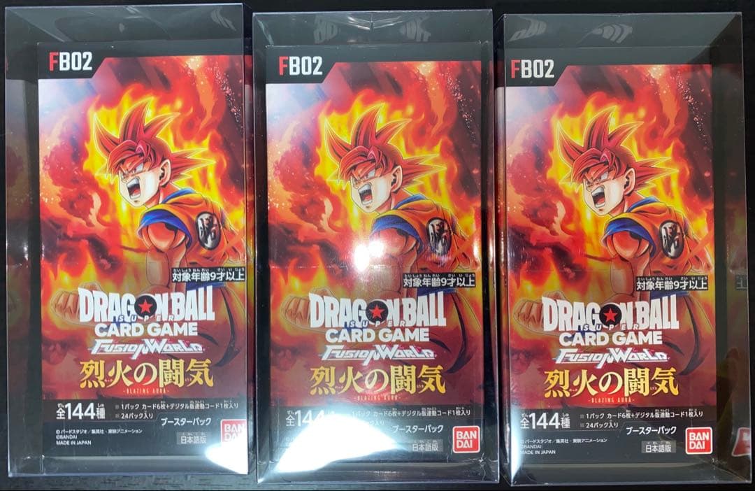 烈火の闘気 3box 新品 未開封 テープ付き ドラゴンボールカード フュージョンワールド 烈火の闘気 6BOX テープ