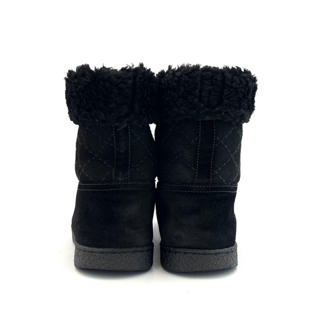 《超美品》シャネル ショート スエード ムートンブーツ ココマーク 黒系 35