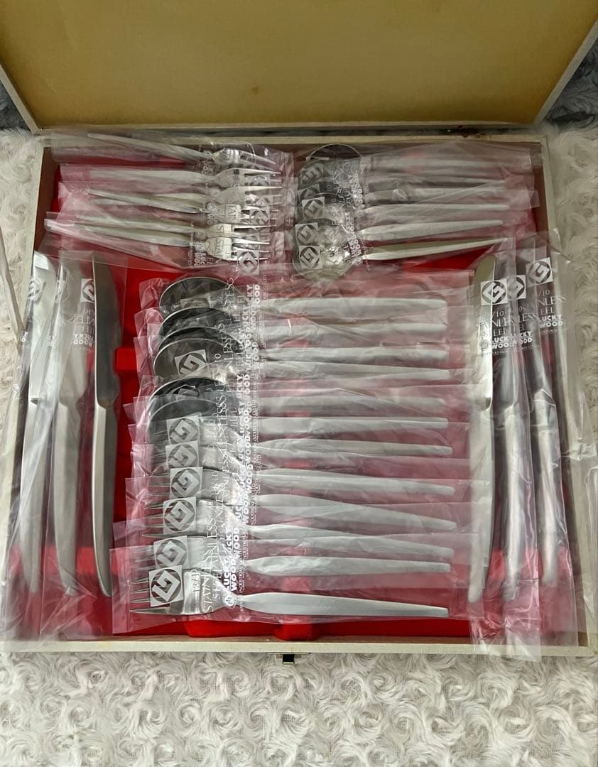 ラッキーウッド　カトラリーセット　デラックス　ディナーセット〈30本セット〉※ LUCKY WOOD（ラッキーウッド） カトラリーセット ナイフ フォーク