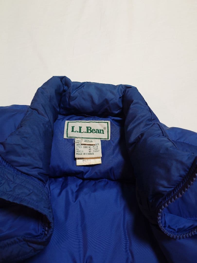 90s エルエルビーン LLBean 青 ダウンジャケット 刺繍ロゴ - メルカリ