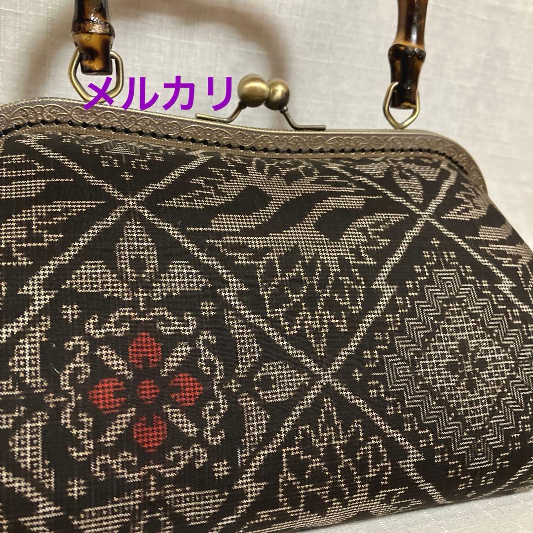 本場泥大島紬 龍郷 がま口バッグ ハンドメイド リメイク 和柄 - メルカリ