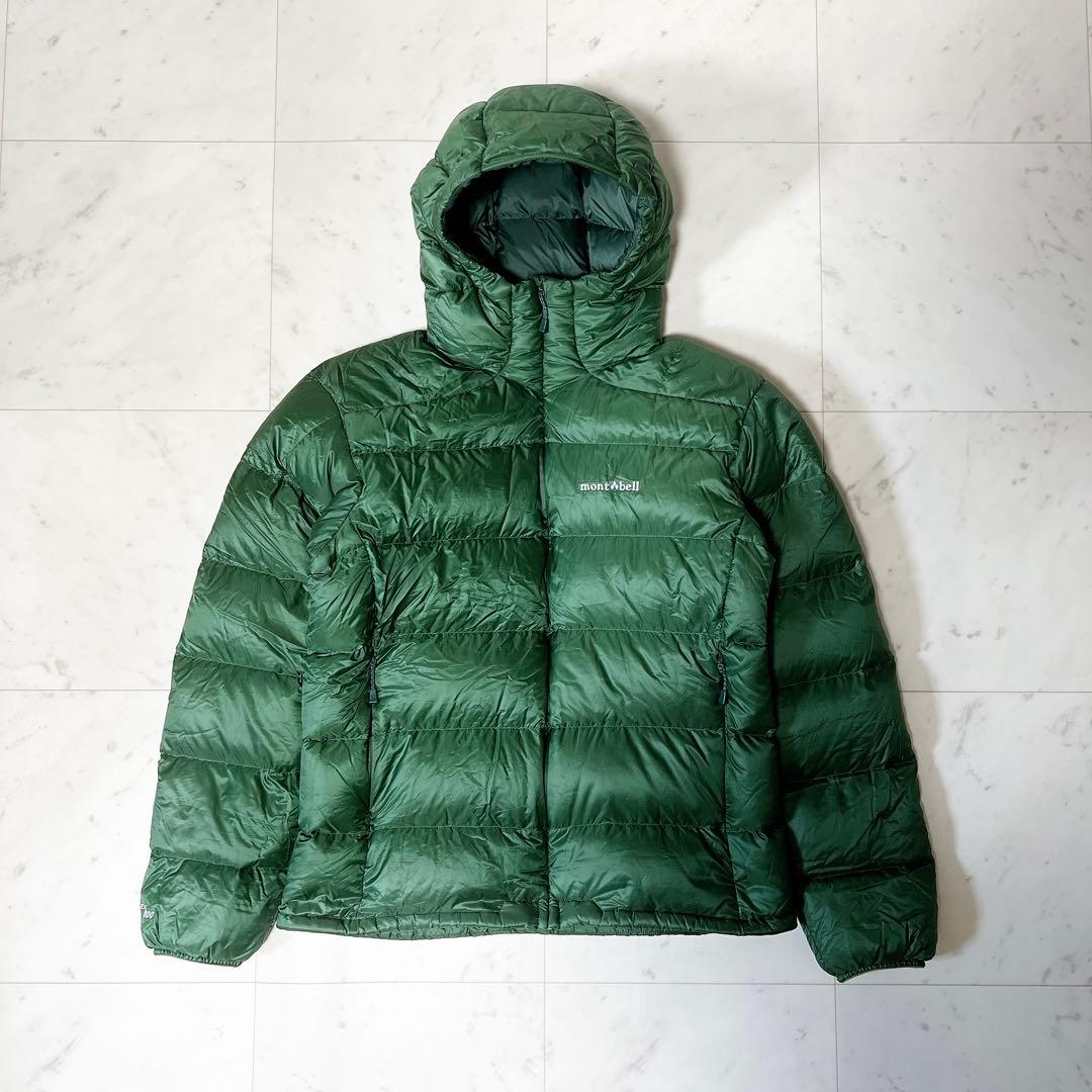 美品》モンベル ライトアルパインダウンパーカ ドローコード ダーク