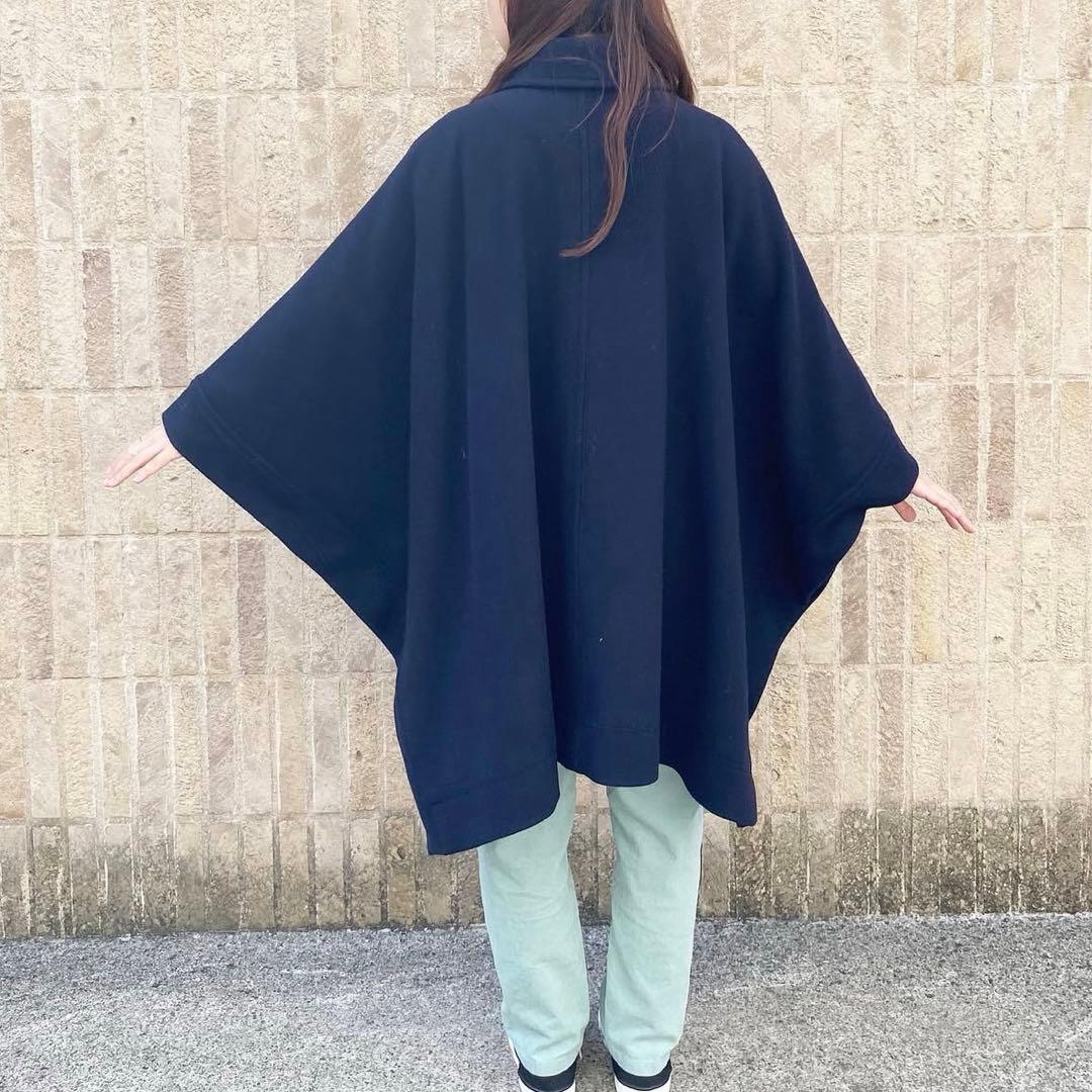 grin ソフトウールビーバーポンチョコート ネイビー ハーフコート