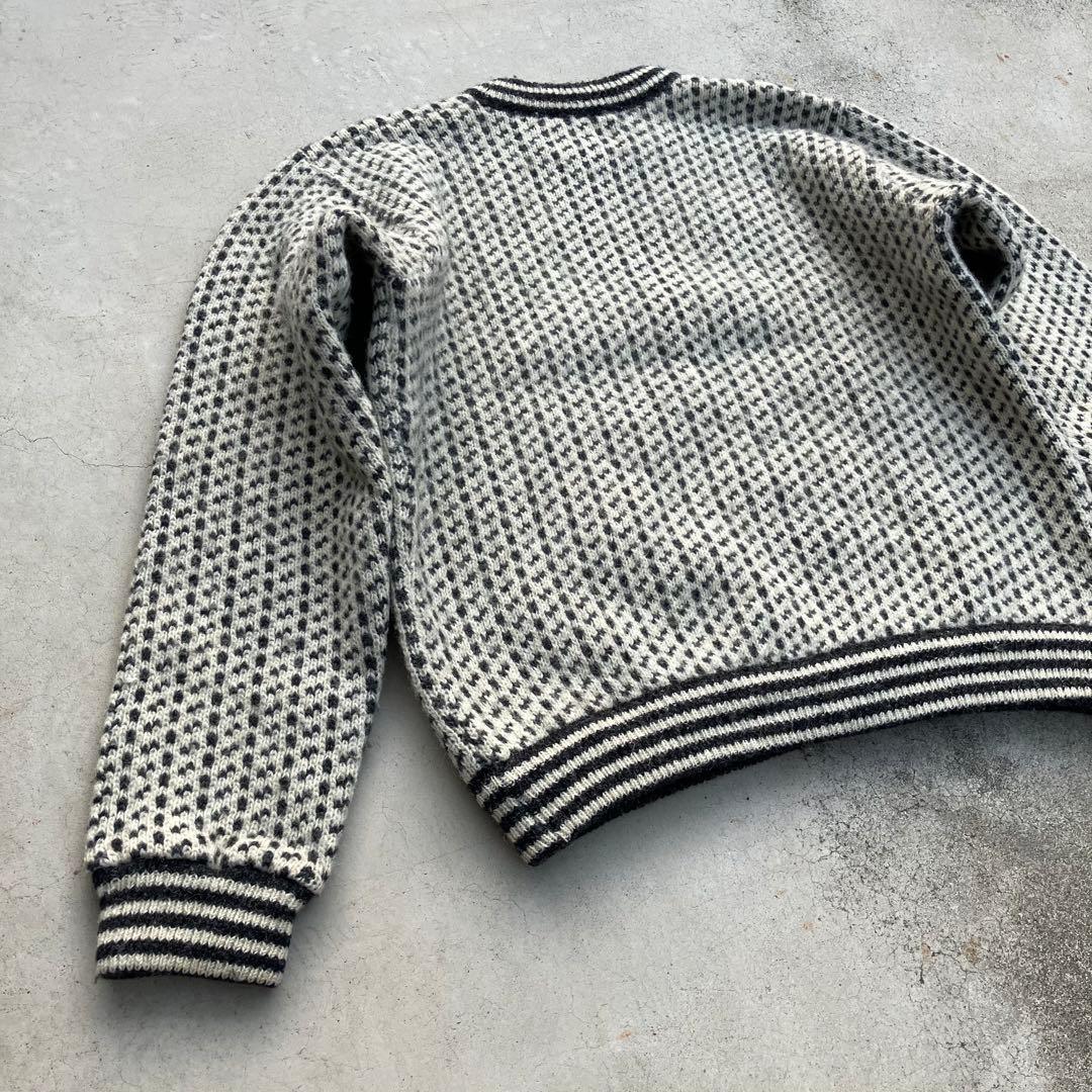 80’s L.L.Bean バーズアイ柄ウールニットセーター 総柄 ホワイト