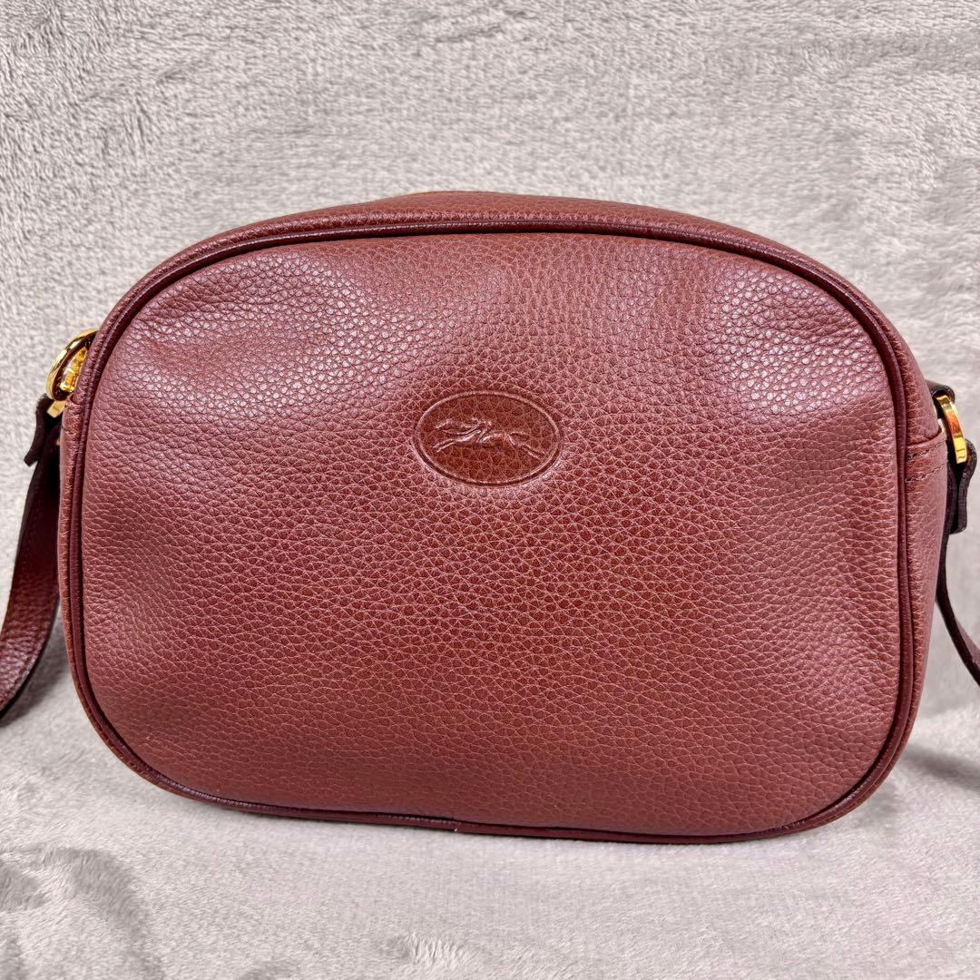 未使用級 希少 ロンシャン ショルダーバッグ レザー ブラウン カメラ