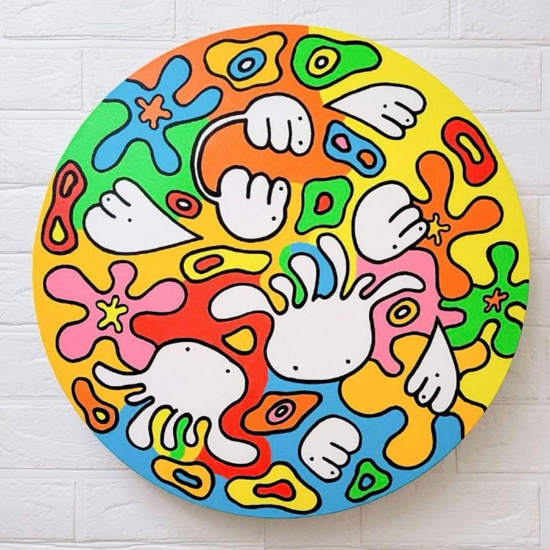 ★鈴木哲也★丸型(500×500mm)アクリル原画1点物★#0035 現代アーティストの鈴木哲也です。 S20キャンバス(727×727mm)作品が