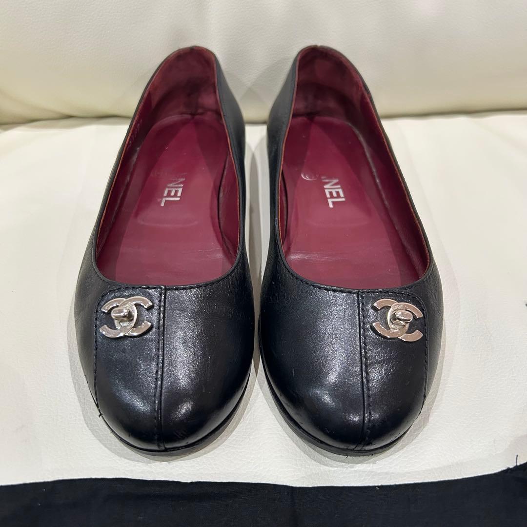 CHANEL ターンロック　バレエシューズ　23.5cm 36 1/2 黒