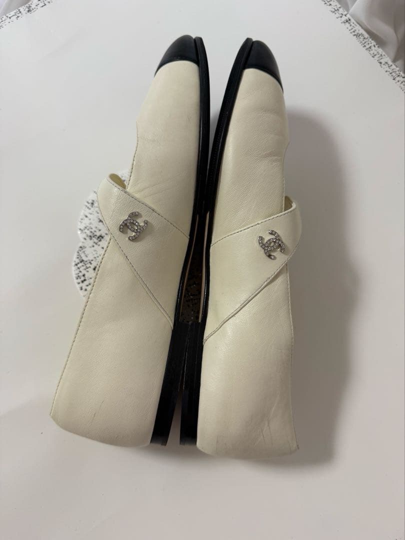 シャネル メリージェーン バレリーナ フラットシューズ ホワイト