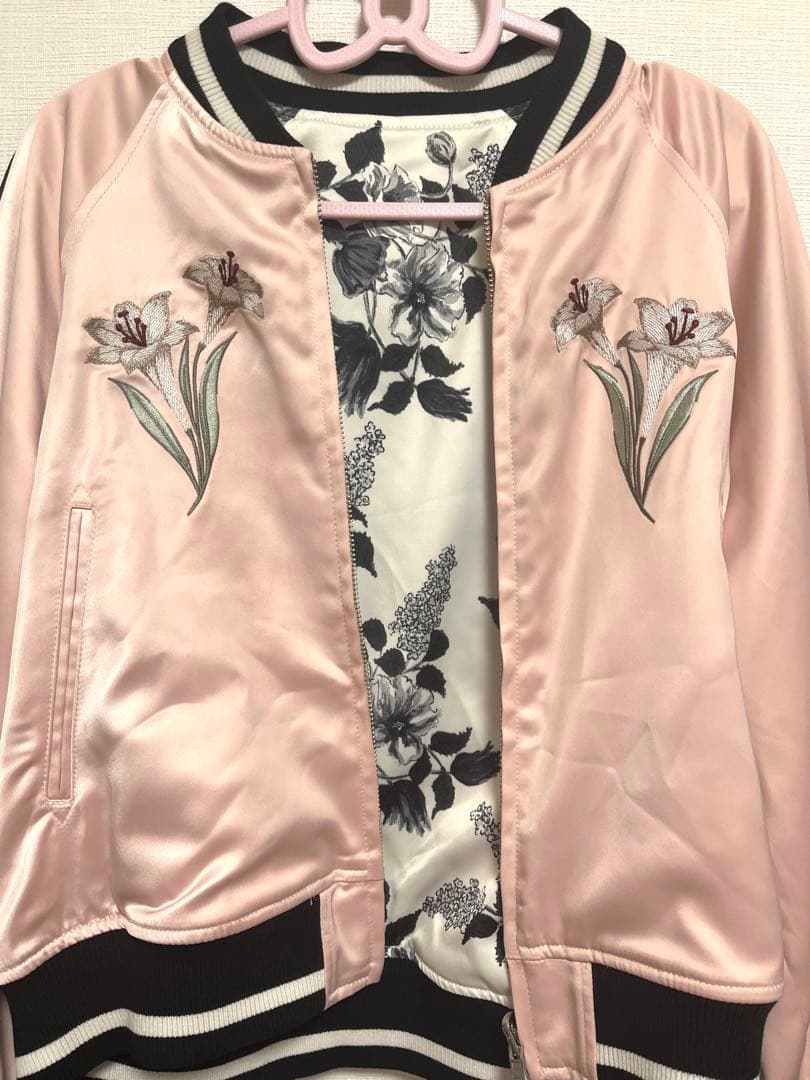 LILY BROWN×KEITA エンブロイダリーリバーシブルスカジャン ピンク