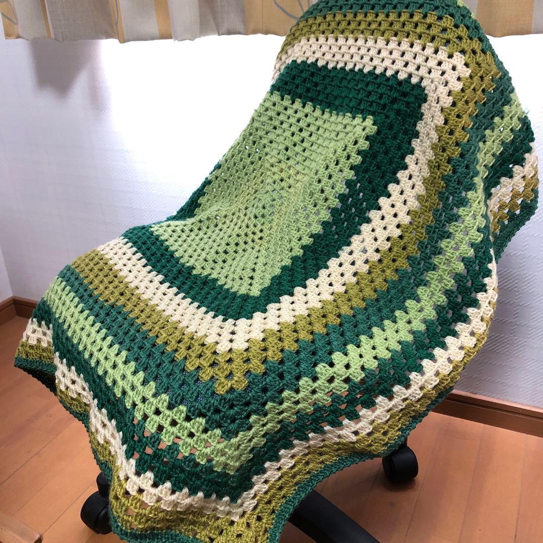グラニースクエア ブランケット 膝掛け マルチカバー かぎ針編み