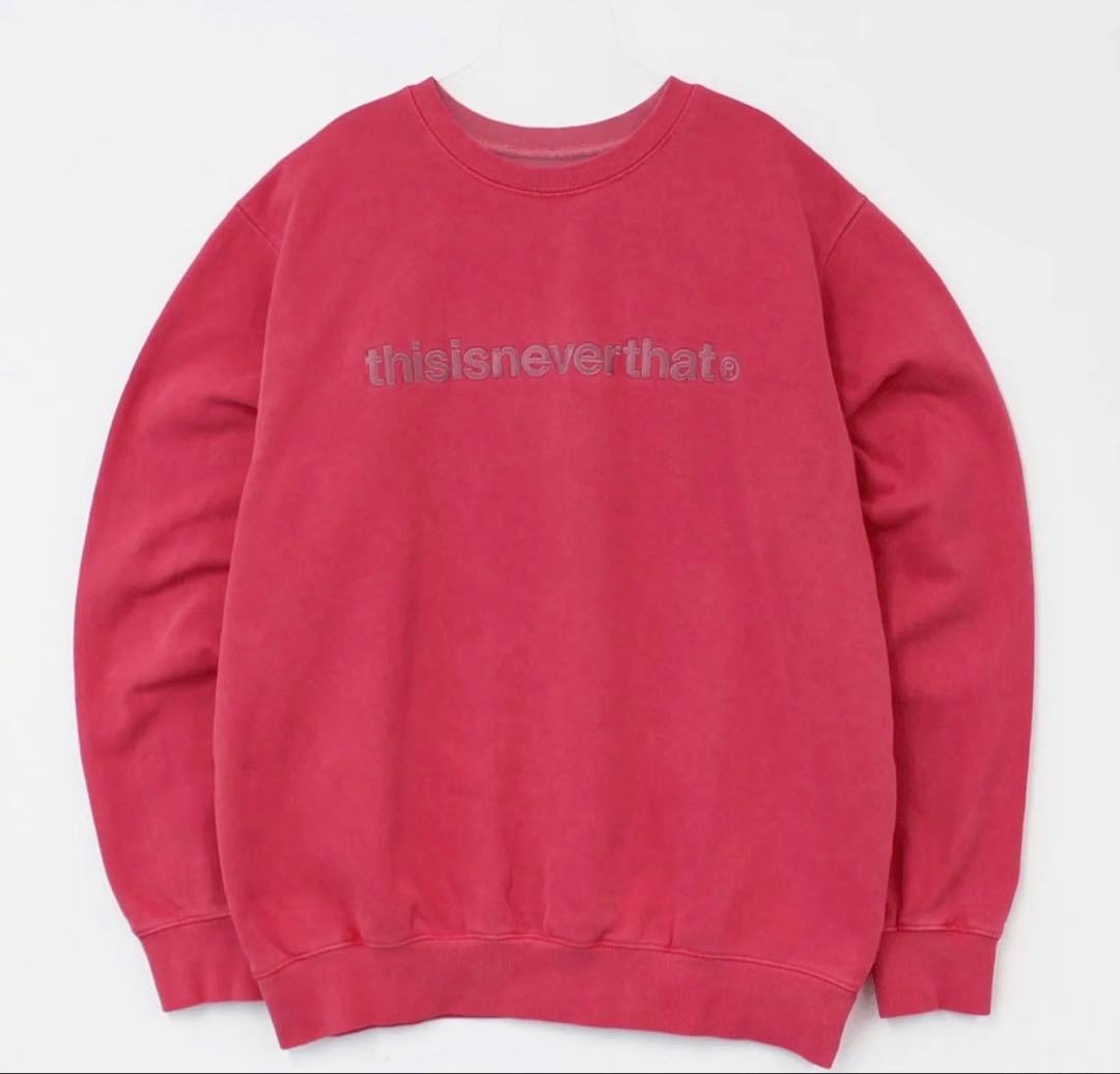 thisisneverthat 赤 ロゴ刺繍 スウェット thisisneverthat（ディスイズネバーザット）の「T-LOGO CREWNECK