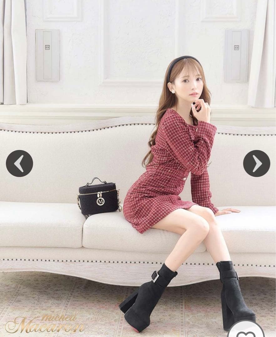 最終値下 ツイードミニワンピース ミシェルマカロン XS - メルカリ