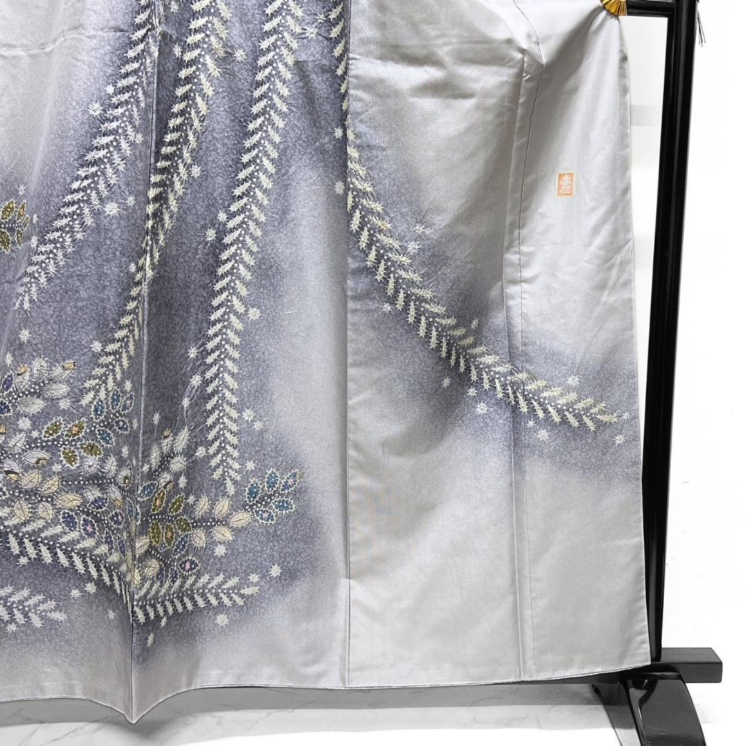 作家もの 訪問着 染め大島紬 絞り 辻ヶ花 藤 紋無し 着物 123b d ms