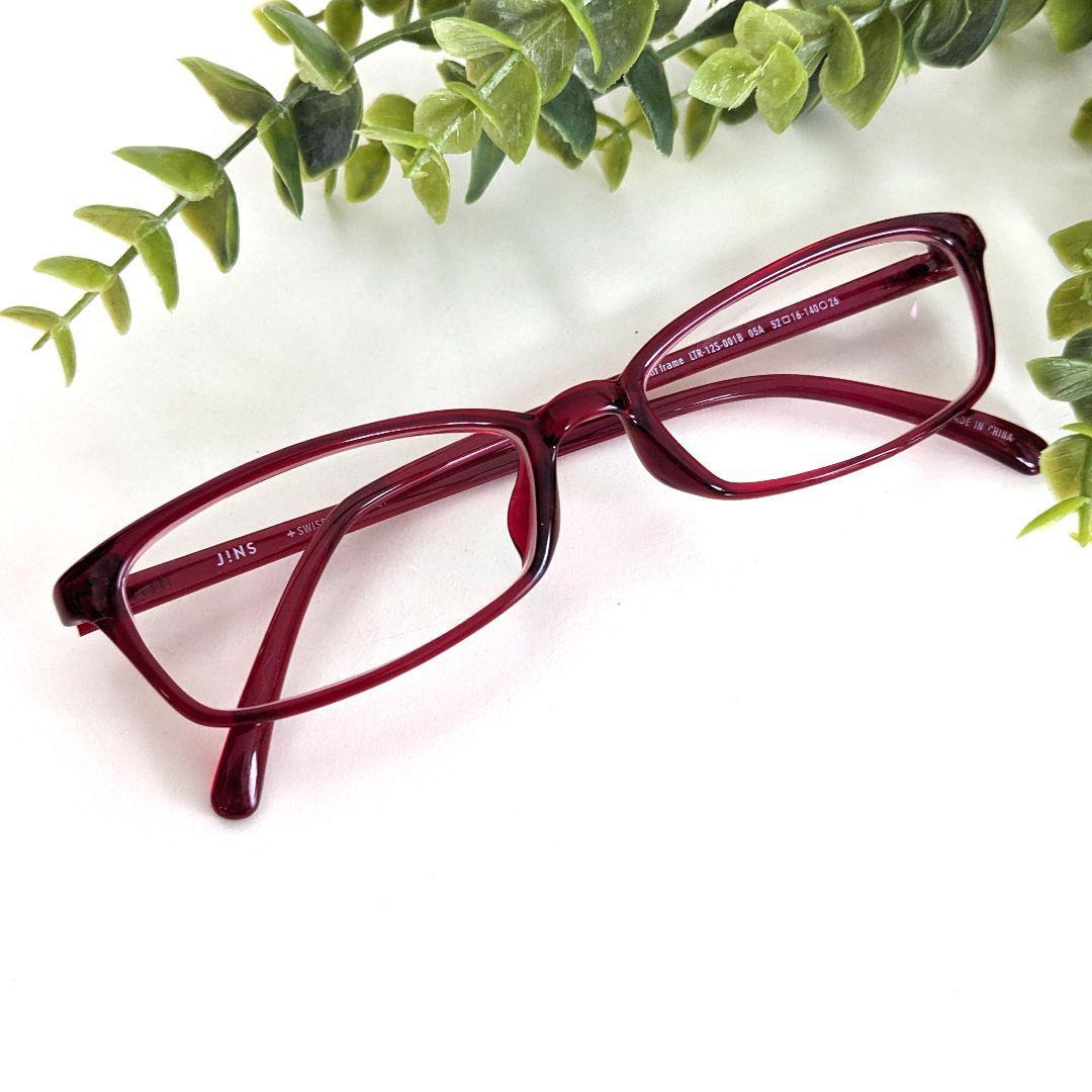 良品☆JINS ジンズ メガネ 眼鏡 レッド ボルドー 赤 Air frame - メルカリ