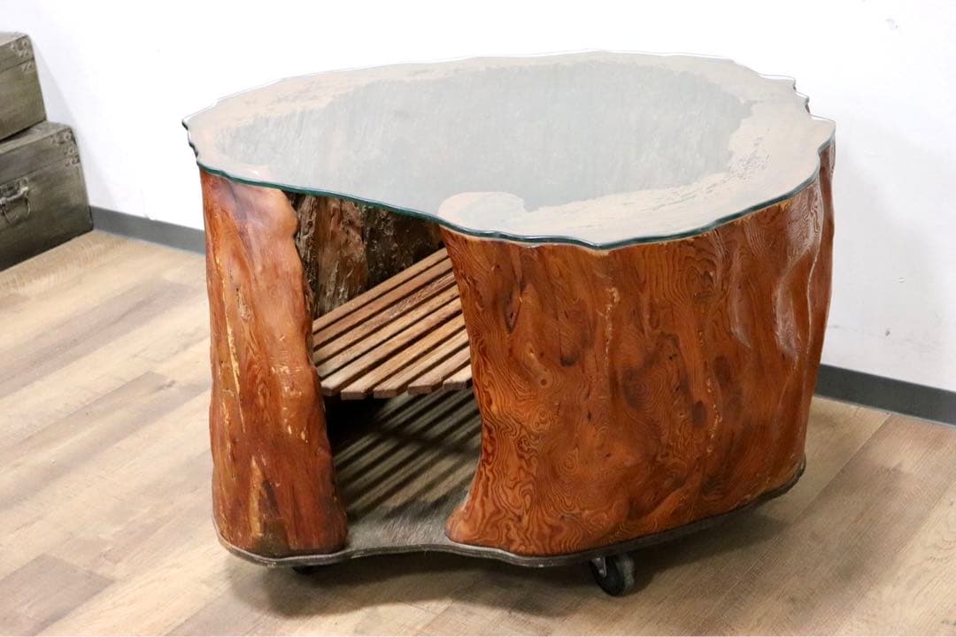 GMGK458○世界遺産屋久杉 工房家具 切株 センターテーブル リビングテーブ GMFO○世界遺産屋久杉 最高級 センターテーブル リビングテーブル 座卓