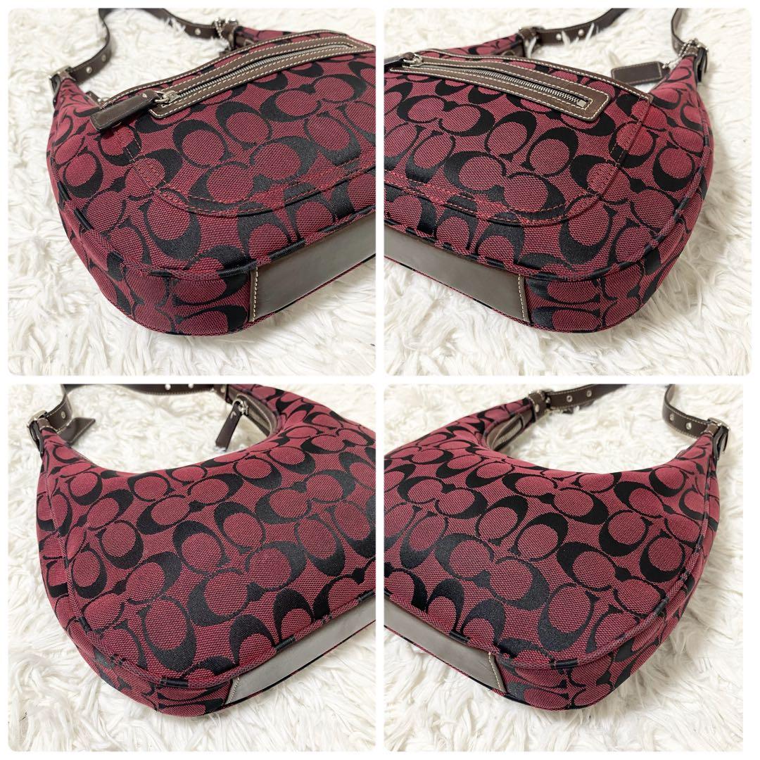 コーチ ホーボー ワンショルダーバッグ シグネチャー キャンバス 赤