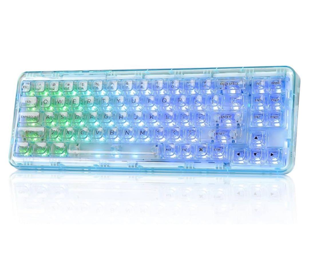 512441 YUNZII X71 メカニカルゲーミングキーボード　ライトブルー 楽天市場】YUNZII X71 メカニカルゲーミングキーボード 透明キー